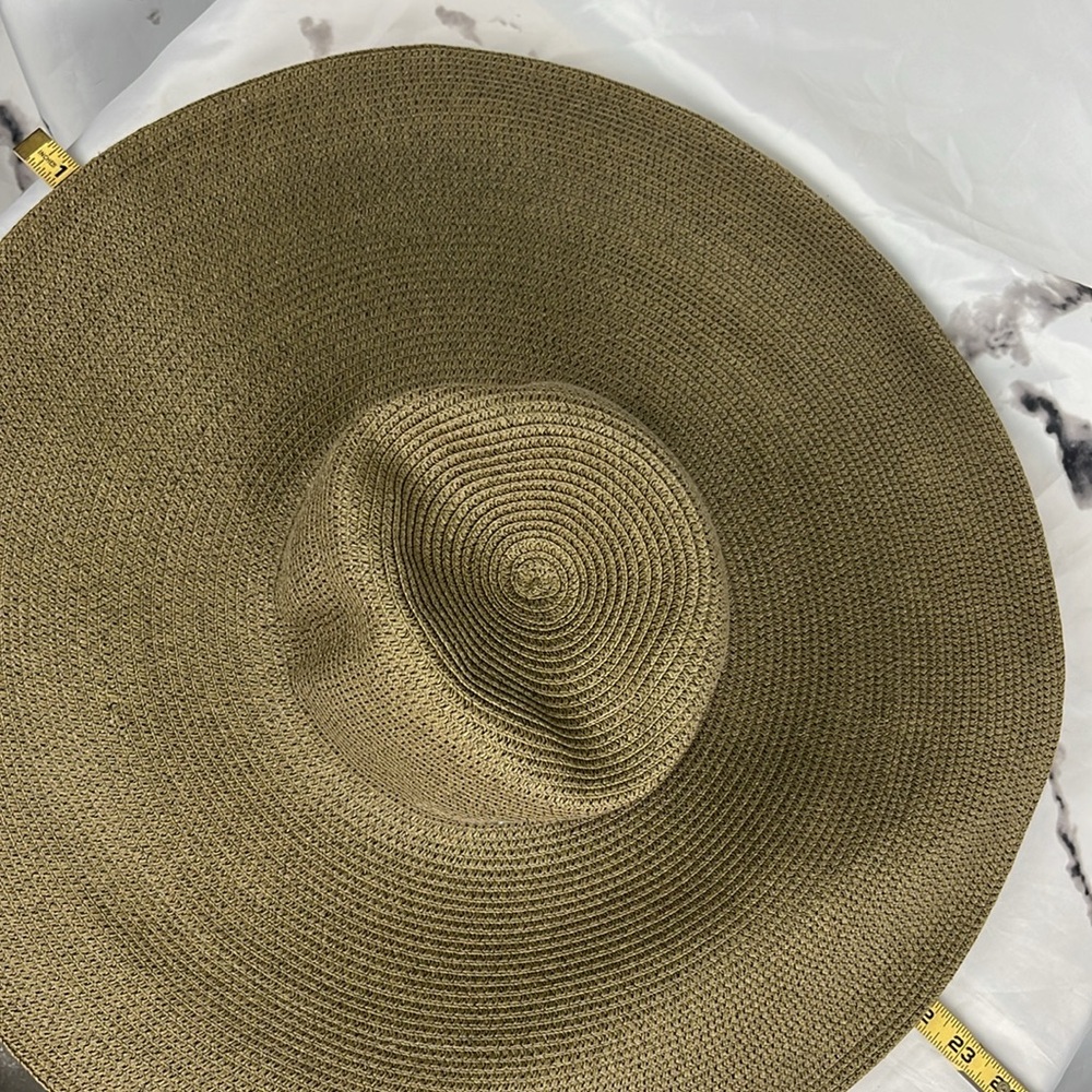 Lauren Ralph Lauren Straw Sunhat Floppy Wide Brim Two-Tone Brand Plaque Size M - Picture 10 of 10